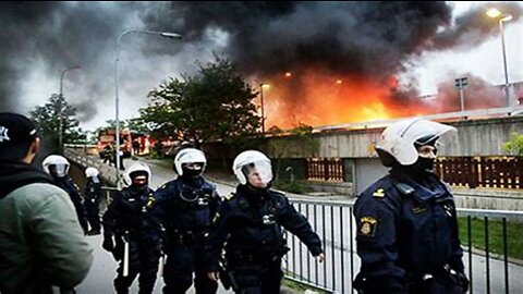 Muslim riots in Sweden and scared Police