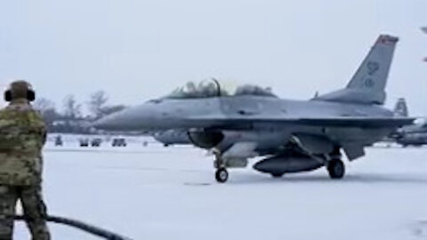 Spangdahlem F-16s refuel at Ramstein Air Base B-roll