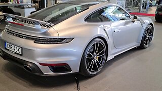 [8k] MORE GT Silver Porsche 992 Turbo S at Porsche Center Danderyd in SUPER RESOLUTION
