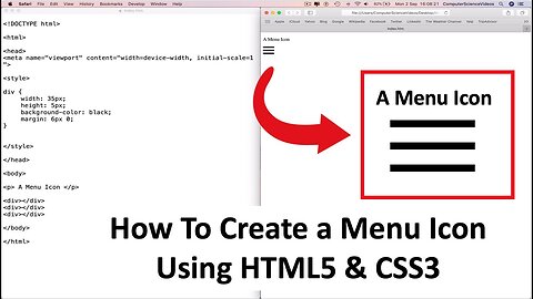How To PROGRAM a Menu Icon Using HTML5 & CSS3 - Basic Tutorial | New