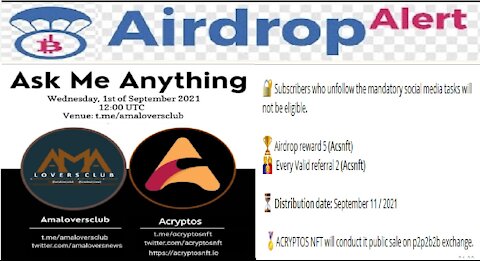 【Aidrop ACSNFT】Ganhe 5 ACSNFT | Referral 2 ACSNFT | Distribuição 11/ Setembro | Renda Extra