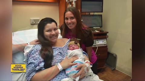 Labor and delivery nurses knit Halloween hats for newborns at St. Joseph's Women's Hospital