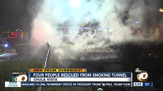 Firefighters rescue 4 people from smoke-filled tunnel