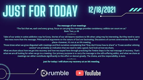 Just for Today - The message of our meetings - 12-18