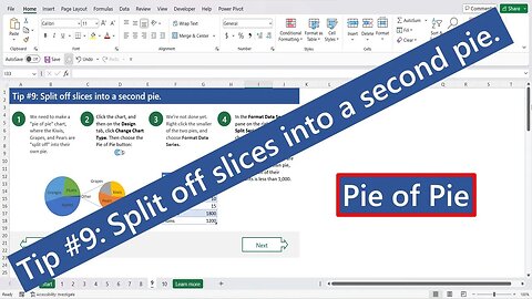 10 Tips For Excel Charts Tip # 9 Split off slices into a second pie