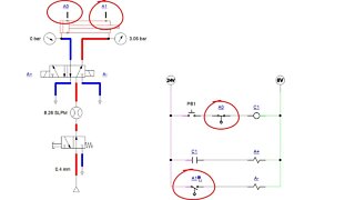 Two Electrical Solenoids Controlling a Pneumatic Air Cylinder