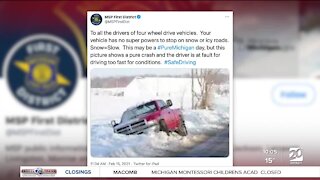 Michigan State Police warn Michiganders to only travel if necessary during winter storm