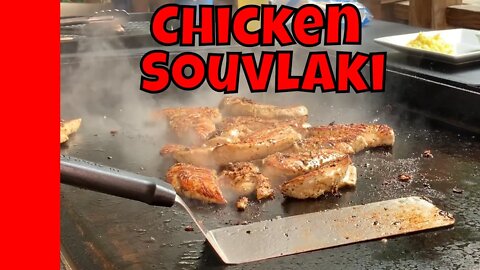 Chicken Souvlaki With Tzatziki Sauce on the Blackstone Griddle