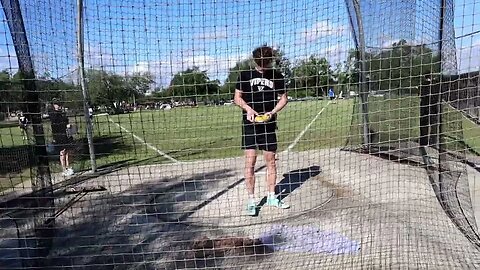Hudson Throwing Discus at the Vandegrift Discus Track Meet - April 11, 2023