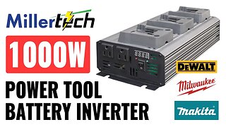 MillerTech 1000W Triple Socket Power Tool Battery Inverter - DeWalt 20V Milwaukee 18V Makita 18V
