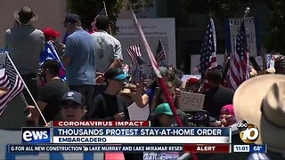 Thousands flock to Embarcadero to protest Stay at Home Order