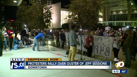 Protesters rally over resignation of Jeff Sessions