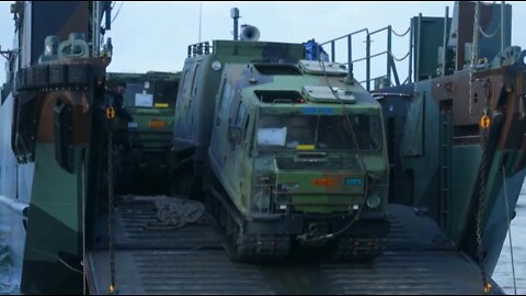 The US Marine Expeditionary Force performs a simulated amphibious landing in Setermoen, Norway.