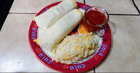 $5 Feeds 4 People 🌯 Cheesy Bean & Rice Burrito & A Side Of Cheesy Basil Rice 🍚