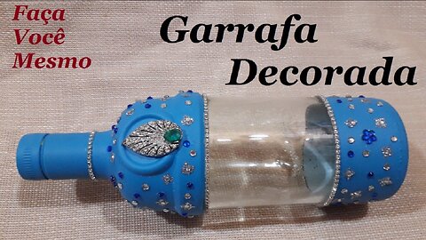 DIY - ARTESANATO COM GARRAFAS DE VIDRO - GARRAFA DECORADA COM BIJUTERIAS