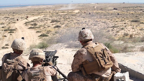 Bravo Company, BLT 1/4 Marines fire Mark 19 grenade launchers in 5th Fleet AOO