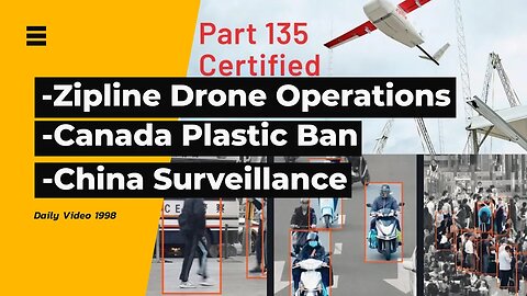 Zipline Drones FAA Certification, Canada Plastic Ban, China Surveillance Claims