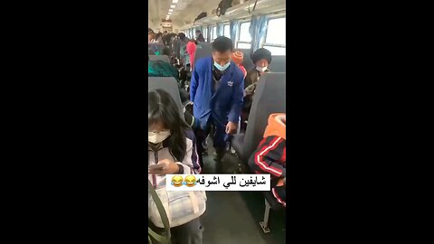 video a man bring their gaot inside the bus