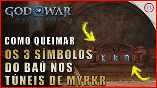 God of war Ragnarok, Como queimar os 3 símbolos do baú nos Túneis de Myrkr | Super dica