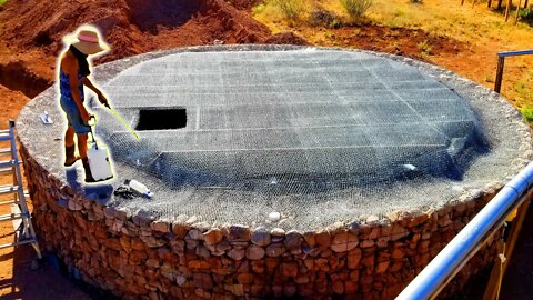 We Make an Interior Ferrocement Wall for the Roof of our Earthbag Cistern | Desert Garden Update