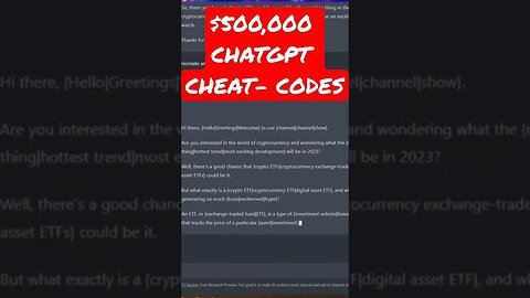 ChatGPT Prompt Cheat Codes #chatgpt #youtubeautomation #chatgpt3 #youtubeautomationtutorial