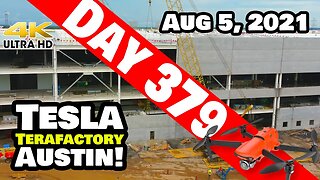 Tesla Gigafactory Austin 4K Day 379 - 8/5/21 - Tesla Terafactory Texas - MORE WALLS AT GIGA TEXAS!