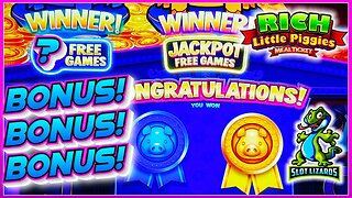 YOU MUST PLAY THIS! BONUS BONUS BONUS WIN! Rich Little Piggies Meal Ticket Slot