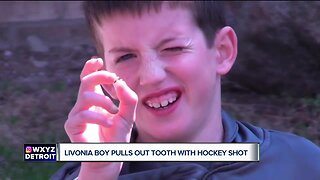 Eight-year-old Livonia hockey player pulls out tooth with shot