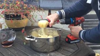 How to peel potatoes with a power drill!