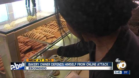 Bakery owner defends himself from online attack