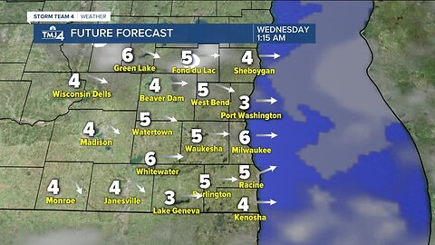 Scattered snow on and off Tuesday