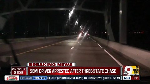 Semi driver arrested after three-state chase