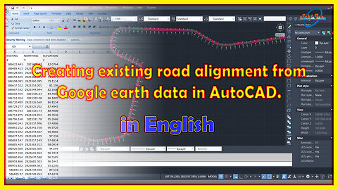 Creating existing road alignment from Google earth data in AutoCAD.