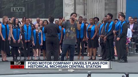 WATCH: Ford's massive celebration at Detroit train station