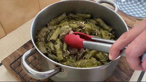 Grape Leaves Stuffed with Lamb Mince & Rice with a side of Lamb Chops