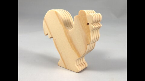 Wood Toy Rooster/Chicken Blank Cutout, Handmade, Unfinished, Unpainted, Paintable and Ready to Paint