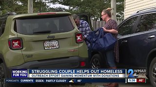 Struggling couple helps out homeless