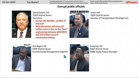 Cui Bono? Part 5 Florida DOT D7 and Pasco County unlawful misconduct and malfeasance