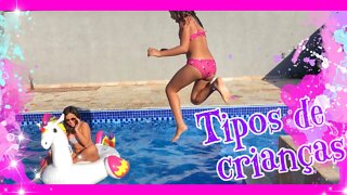 DESAFIO da PISCINA/ tipos de crianças na piscina ! 3 irmãs demais