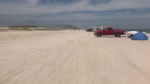 Car fire on Island Beach State Park, no pass, no air down, get stuck, catch fire. :)
