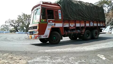 Massive Load Lorry and Govt Bus Turning 9/27 Hairpin Bend Road Dhibam Hills Thalavadi Road