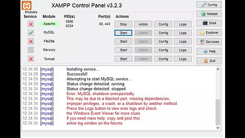 How do I fix MySQL shutdown unexpectedly on XAMPP? | How to enable MySQL in XAMPP?