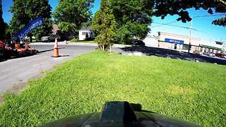Lawn mower drone runs over GoPro