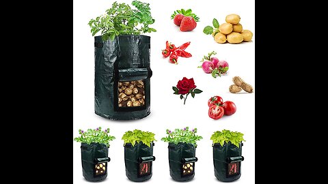 4-Pack 10 Gallons Grow Bags Potato Planter Bag with Access Flap and Handles for Harvesting Pota...