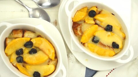 Peach Bread Pudding with Bourbon Sauce