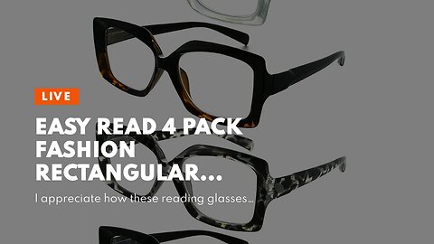 EASY READ 4 Pack Fashion Rectangular Reading Glasses for Women, Spring Hinge Ladies Elegant Rea...