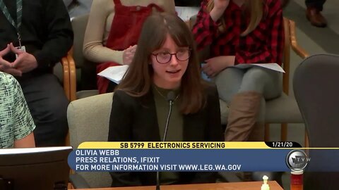 Olivia Webb testifies on behalf of iFixit in Washington Right to Repair hearing