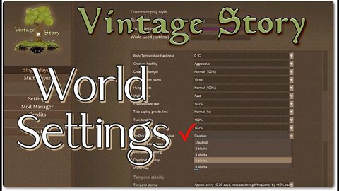 Vintage Story Tutorial: World Settings for Beginners - Guide to Changing World Settings