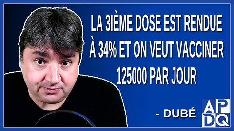 La 3ième dose est rendue à 34% et on veut vacciner 125000 par jour. Dit Dubé