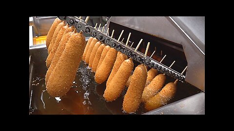 Mass production! Crispy Korean Hot Dogs Making Process - Korean food factory